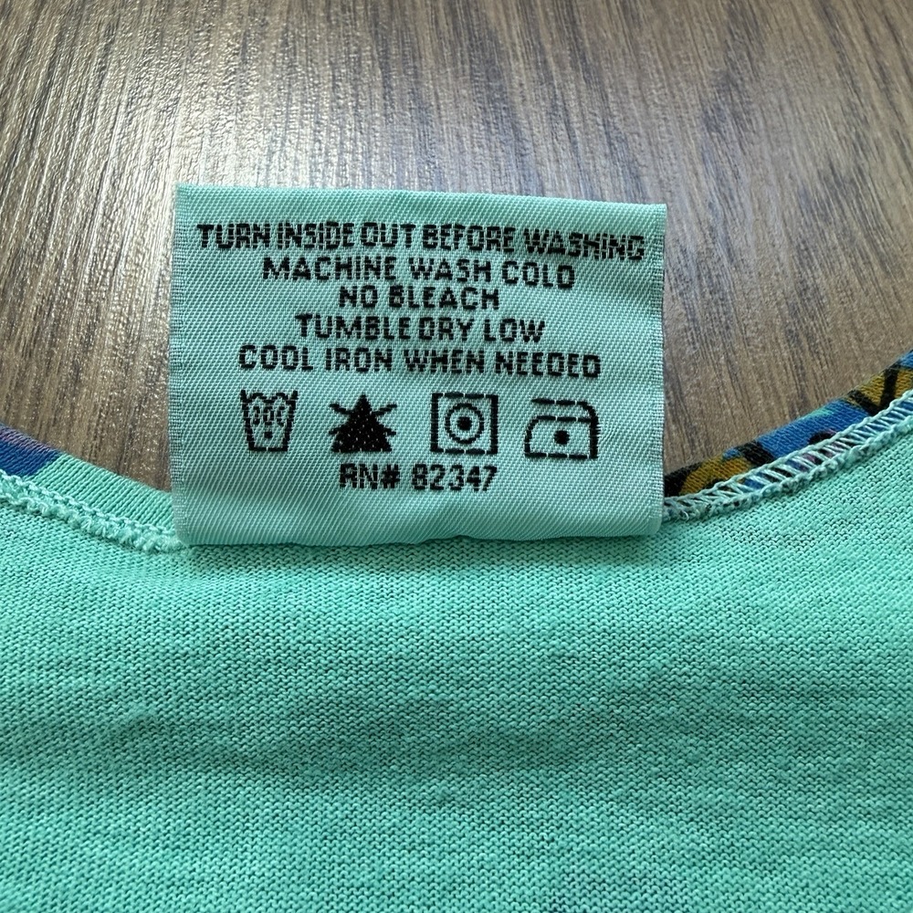 VTG Zip Code Dress Womens XL Green Fish Print Maxi 100% Cotton 90s Retro Beachy - Picture 6 of 8